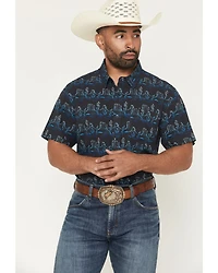 Rock & Roll Denim Men's Tek Desert Print Short Sleeve Button-Down Stretch Western Shirt