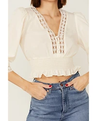 Lush Women's Lace Trim Blouse