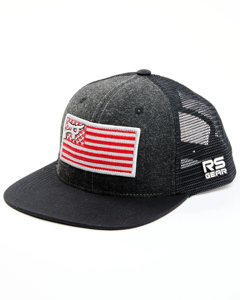 RopeSmart Men's Red & Heather Gray Flag Patch Mesh-Back Trucker Cap
