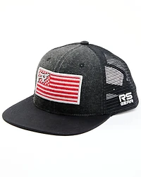 RopeSmart Men's Red & Heather Gray Flag Patch Mesh-Back Trucker Cap
