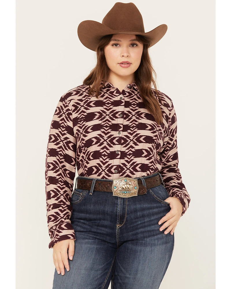 Ariat Women's Billie Jean Southwestern Jacquard Print Long Sleeve Button-Down Shirt - Plus