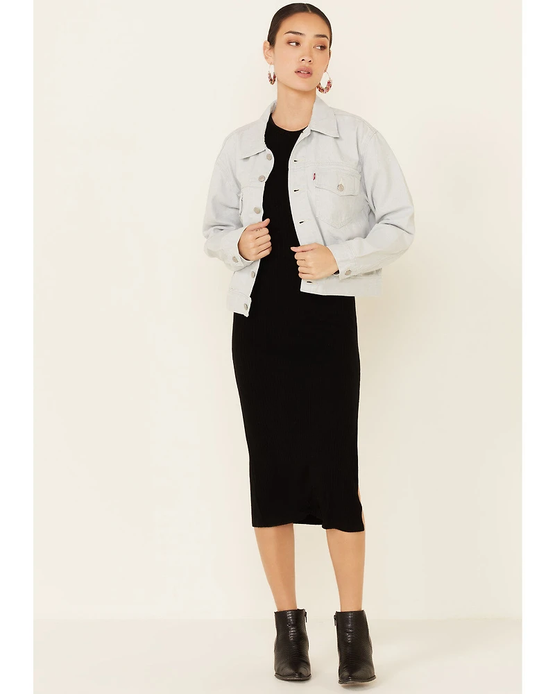 Levi's Women's Waste Not Light Wash Denim Button-Front Oversized Trucker Jacket