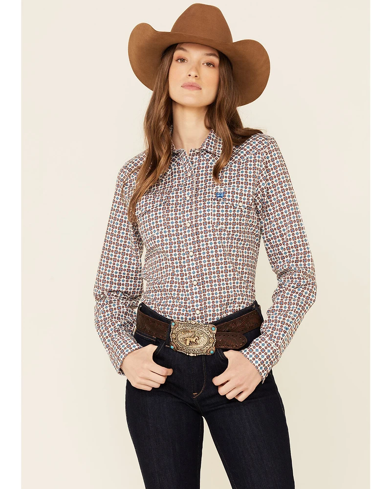 Cinch Women's Multi Geo Print Long Sleeve Pearl Snap Western Core Shirt