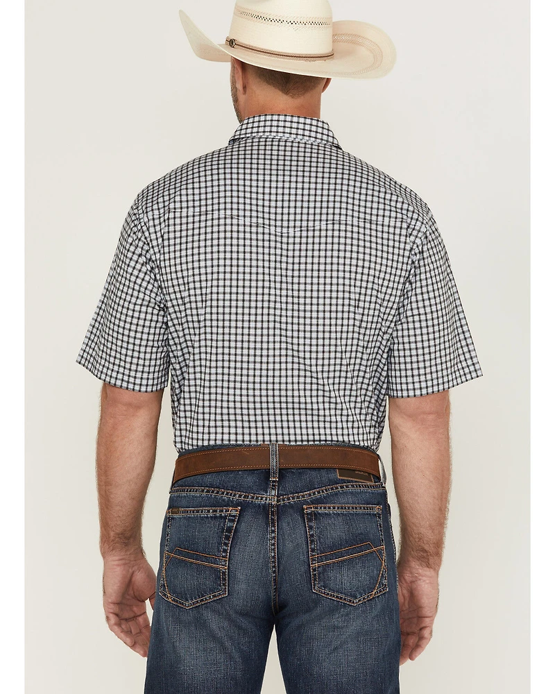 Wrangler Men's Plaid Print Short Sleeve Pearl Snap Stretch Western Shirt - Tall