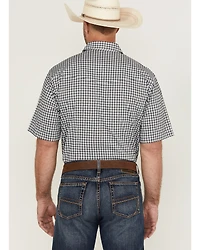 Wrangler Men's Plaid Print Short Sleeve Pearl Snap Stretch Western Shirt - Tall