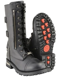 Milwaukee Leather Men's Lace-Up Tactical Motorcycle Boots Round Toe - Extended Sizes
