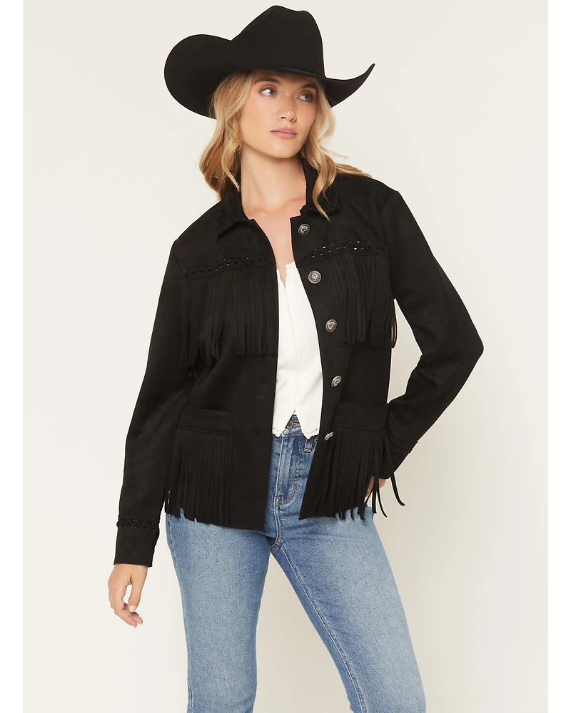Idyllwind Women's Norton Faux Suede Bonded Fringe Shacket
