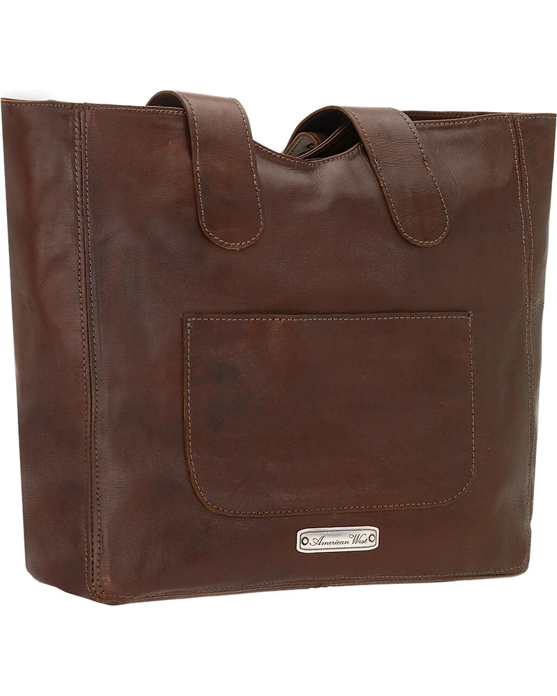 American West Chestnut Brown Mojave Canyon Large Zip Top Tote