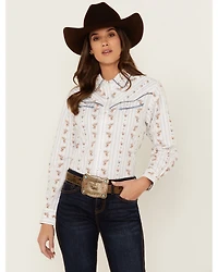 Cumberland Outfitters Floral Long Sleeve Pearl Snap Western Shirt