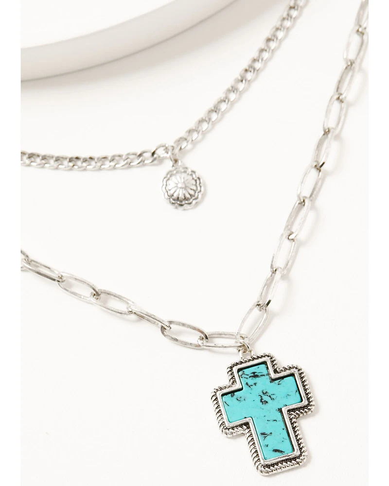 Shyanne Women's Two-Layer Cross Pendant Necklace