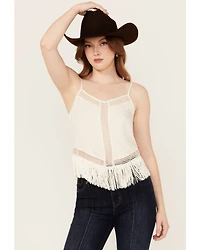 Idyllwind Women's Briarwick Jacquard Print Fringe And Lace Tank Top