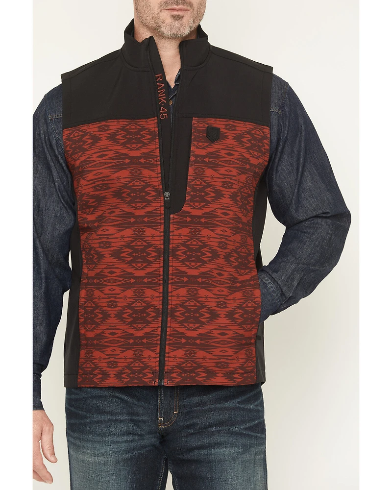 RANK 45® Men's Colorblock Southwestern Print Softshell Vest