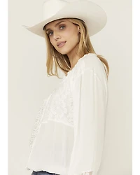Wild Moss Women's Mixed Media Lace Top