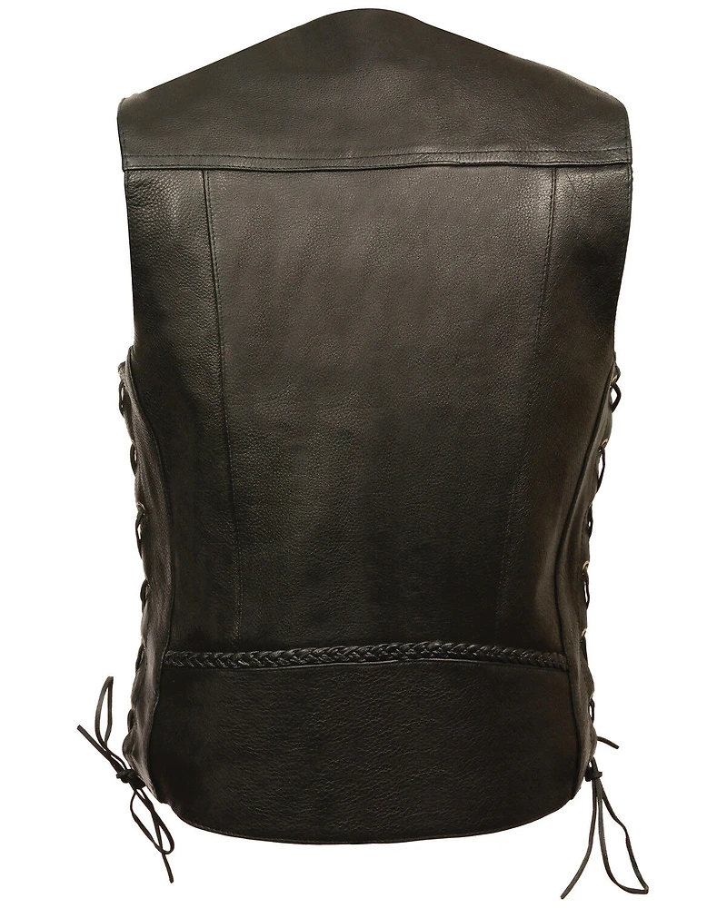Milwaukee Leather Men's Buffalo Snap Braided Side Lace Vest