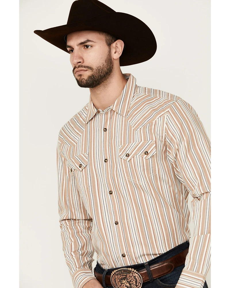 Cody James Men's Tough Guy Dobby Striped Print Long Sleeve Snap Western Shirt