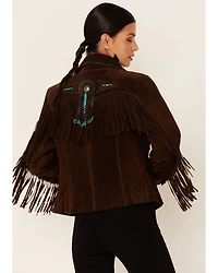 Scully Fringe & Beaded Boar Suede Leather Jacket