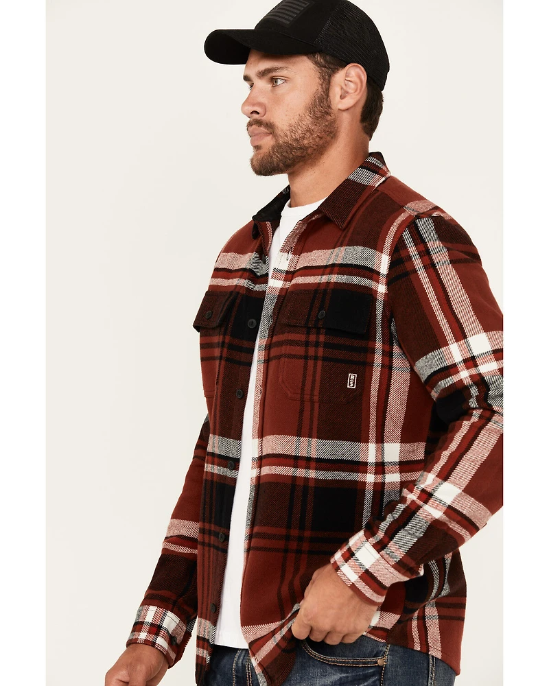 Brothers and Sons Men's Barrell Burley Plaid Print Long Sleeve Button-Down Flannel Shirt