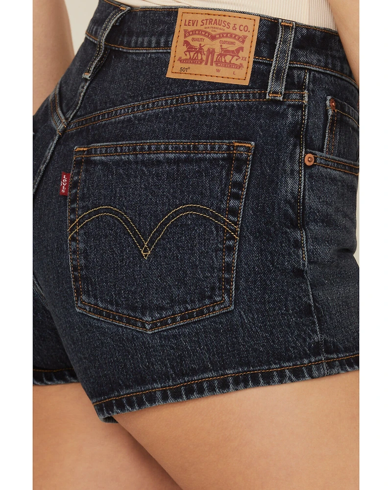 Levi's Women's 501 Update Forward Dark Wash High Rise Original Denim Shorts