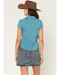 Shyanne Women's Ruched Short Sleeve Button-Down Shirt