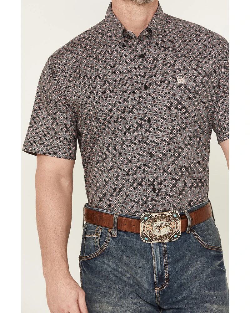 Cinch Men's Geo Print Short Sleeve Button-Down Stretch Western Shirt
