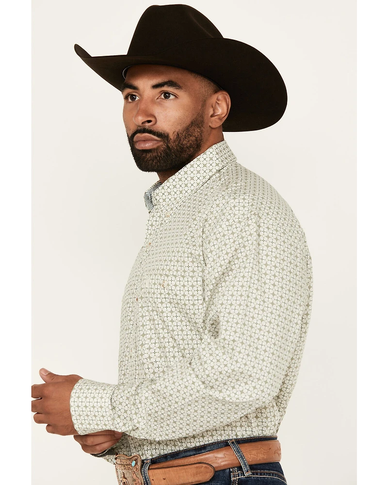 George Strait by Wrangler Men's Medallion Print Long Sleeve Button-Down Western Shirt