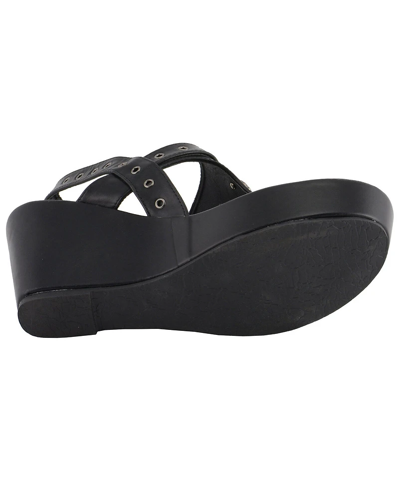 Milwaukee Leather Women's Buckle Strap Wedge Sandals