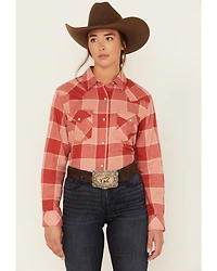 Wrangler Women's Boot Barn Exclusive Plaid Print Long Sleeve Western Flannel Pearl Snap Shirt