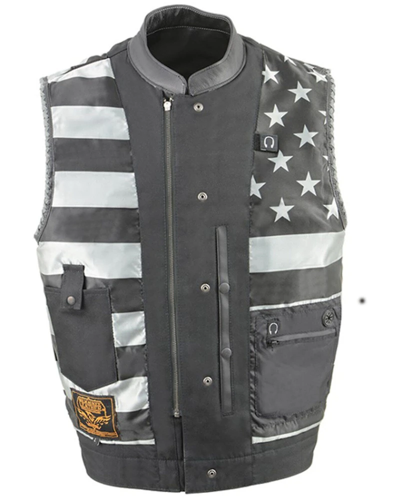 Milwaukee Leather Men's Old Glory Laced Arm Hole Concealed Carry Leather Vest - 4X