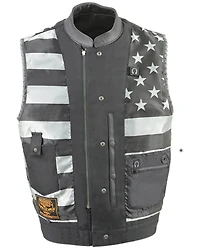 Milwaukee Leather Men's Old Glory Laced Arm Hole Concealed Carry Leather Vest - 4X