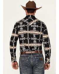 Rock & Roll Denim Men's Southwestern Print Long Sleeve Snap Stretch Western Shirt