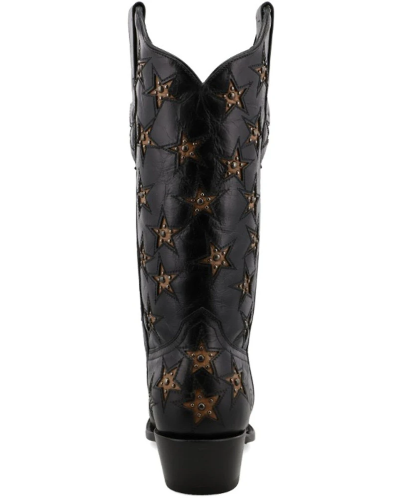 Black Star Women's Marfa Inlay Studded Leather Western Boot - Snip Toe
