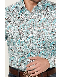 Rough Stock by Panhandle Men's Paisley Print Long Sleeve Pearl Snap Stretch Western Shirt
