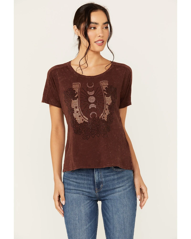 Shyanne Women's Rhinestone Horseshoe Short Sleeve Graphic Tee