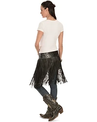 Kobler Leather Women's Hand-Tooled Fringe Belt