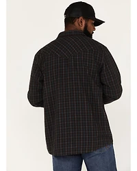 Moonshine Spirit Men's Cask Small Plaid Print Snap Western Flannel Shirt