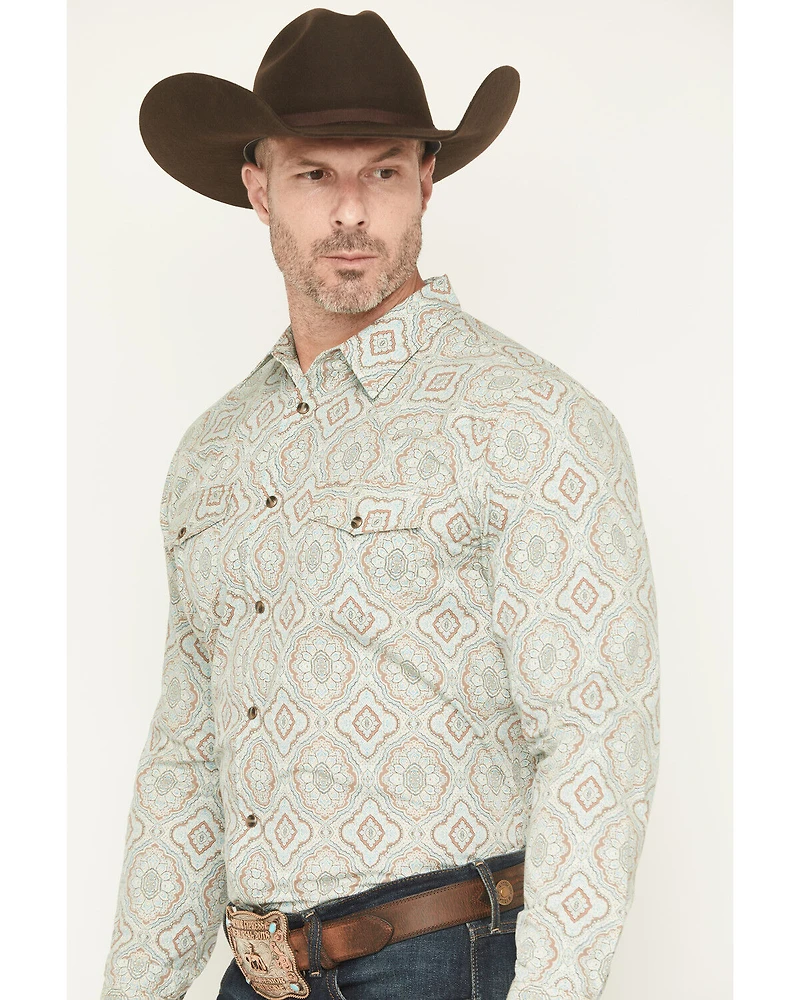 Gibson Trading Co Men's Garfunkle Medallion Print Long Sleeve Snap Stretch Western Shirt