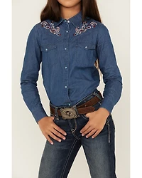 Shyanne Girls' Fairview Chambray Long Sleeve Snap Western Shirt