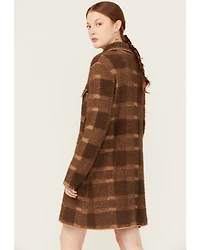 Panhandle Women's Plaid Print Knit Sweater Coat