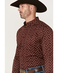 RANK 45® Men's Bronc Buster Geo Print Long Sleeve Button-Down Stretch Western Shirt