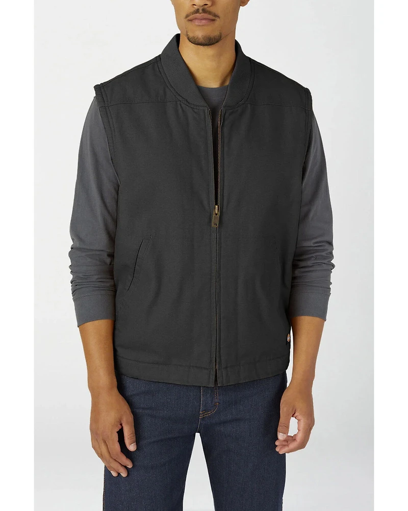 Dickies Men's Rinsed Black Brushed Sherpa Duck Work Vest