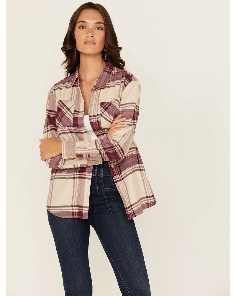 Shyanne Women's Plaid Print Long Sleeve Button-Down Western Shirt
