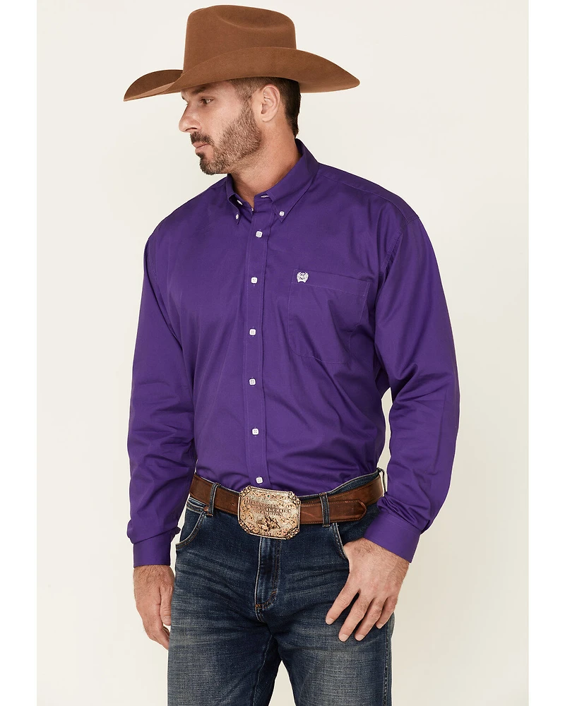 Cinch Men's Solid Purple Button Down Western Shirt - Big & Tall