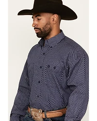 George Strait By Wrangler Men's Geo Print Long Sleeve Button-Down Stretch Western Shirt