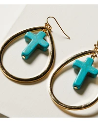 Shyanne Women's Teardrop with Cross Earrings