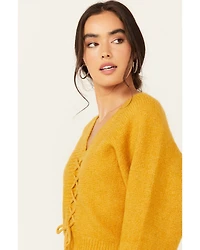 Molly Bracken Women's Long Sleeve Mock Lace-Up Sweater