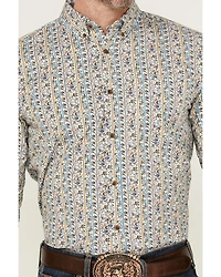 Cody James Men's Wells Floral Striped Print Long Sleeve Button-Down Stretch Western Shirt