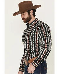 RANK 45® Men's Fargo Southwestern Striped Long Sleeve Button-Down Stretch Western Shirt