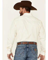 Cinch Men's Modern Fit Solid Cream Long Sleeve Button Down Western Shirt