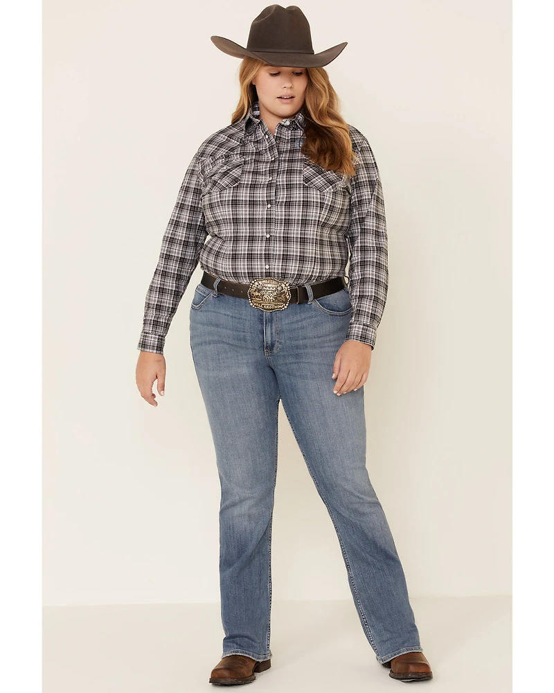 Rough Stock by Panhandle Women's West Bourne Plaid Print Long Sleeve Western Shirt - Plus