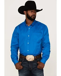 RANK 45® Men's Solid Basic Twill Logo Long Sleeve Button-Down Western Shirt